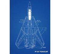 Artery8 Grumman F-14 Tomcat US Fighter Aicraft Blueprint Plan Large Wall Art Poster Print Thick Paper 18X24 Inch