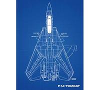 Artery8 Grumman F-14 Tomcat US Fighter Aicraft Blueprint Plan Unframed Wall Art Print Poster Home Decor Premium