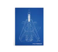 Artery8 Grumman F 14 Tomcat US Fighter Blueprint Canvas Wall Art Print in Blue | Size: W12" x H16" Artery8 Blue W12" x H16"