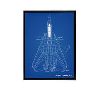 Artery8 Grumman F 14 Tomcat US Fighter Blueprint Framed Canvas Wall Art Print in Blue | Size: W24" x H32" Artery8 Blue W24" x H32"