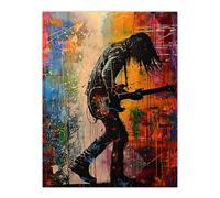 Artery8 Grunge Rock Music Guitarist Colourful Portrait Living Room Large Wall Art Poster Print Thick Paper 18X24 Inch