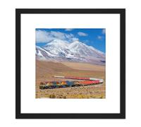 Artery8 Gubler South American Bucket Train San Pedro Volcano Photo 8X8 Inch Square Wooden Framed Wall Art Print Picture with Mount in Black Artery8 Black