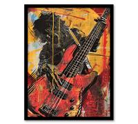Artery8 Guitar Player Musician Gig Abstract Painting Framed Art Print in Yellow | Size: W12" x H16" Artery8 Yellow W12" x H16"