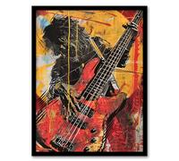 Artery8 Guitar Player Musician Gig Abstract Painting Living Room Artwork Framed Wall Art Print 18X24 Inch