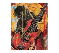 Artery8 Guitar Player Musician Gig Abstract Painting Wall Art Print in Yellow | Size: W12" x H16" Artery8 Yellow W12" x H16"