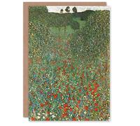 Artery8 Gustav Klimt Art Card Poppy Field Landscape Painting