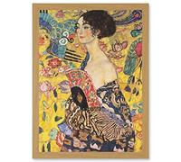 Artery8 Gustav Klimt Lady With Fan Painting Artwork Framed Wall Art Print A4