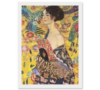 Gustav Klimt Lady With Fan Painting Artwork Framed Wall Art Print A4 Artery8 White One Size