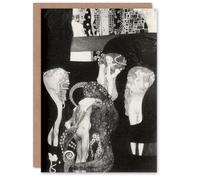 Artery8 Gustav Klimt Personalised Art Card Jurisprudence Black White Painting