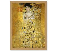 Gustav Klimt Portrait Of Adele Bloch Bauer I Gold A4 Artwork Framed Wall Art Print Artery8 Light Oak One Size