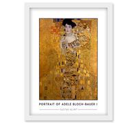 Gustav Klimt Portrait Of Adele Bloch-Bauer I The Lady in Gold Painting Artwork Framed Wall Art Print A4 Artery8 White One Size