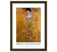 Artery8 Gustav Klimt Portrait Of Adele Bloch-Bauer I The Lady in Gold Painting Artwork Framed Wall Art Print A4 in Brown Artery8 Brown