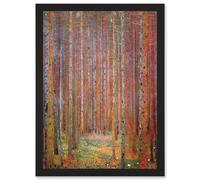 Gustav Klimt Tannenwald Iandscape Autumn Trees Orange Painting A4 Artwork Framed Wall Art Print Artery8 Black One Size