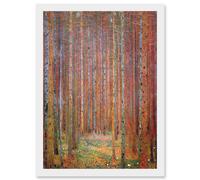 Gustav Klimt Tannenwald Iandscape Autumn Trees Orange Painting A4 Artwork Framed Wall Art Print Artery8 White One Size
