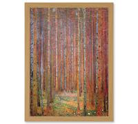 Gustav Klimt Tannenwald Iandscape Autumn Trees Orange Painting A4 Artwork Framed Wall Art Print Artery8 Light Oak One Size