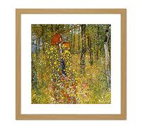 Artery8 Gustav Klimt Wayside Shrine Crucifix Farm Garden 9X9 Inch Square Wooden Framed Wall Art Print Picture with Mount