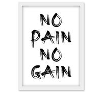 Gym Decor Inspiration No Pain No Gain Inspirational Exercise Wall Art Artwork Framed Wall Art Print A4 Artery8 White One Size