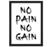 Artery8 Gym Decor Inspiration No Pain No Gain Inspirational Exercise Wall Art Artwork Framed Wall Art Print A4