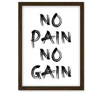 Artery8 Gym Decor Inspiration No Pain No Gain Inspirational Exercise Wall Art Artwork Framed Wall Art Print A4
