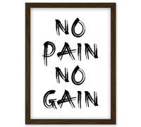 Artery8 Gym Decor Inspiration No Pain No Gain Inspirational Exercise Wall Art Artwork Framed Wall Art Print A4 in Brown Artery8 Brown