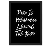 Gym Decor Pain Is Weakness Leaving The Body Inspirational Exercise Decor Wall Art Artwork Framed Wall Art Print A4 Artery8 Black One Size