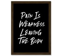 Gym Decor Pain Is Weakness Leaving The Body Inspirational Exercise Decor Wall Art Artwork Framed Wall Art Print A4 Artery8 Brown One Size