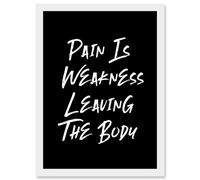 Artery8 Gym Decor Pain Is Weakness Leaving The Body Inspirational Exercise Decor Wall Art Artwork Framed Wall Art Print A4 in White Artery8 White