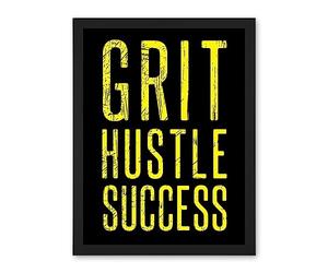 Artery8 Gym Motivation Grit Hustle Respect Exercise Workout Decor Artwork Framed Wall Art Print 18X24 Inch