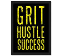 Artery8 Gym Motivation Grit Hustle Respect Exercise Workout Decor Artwork Framed Wall Art Print A4
