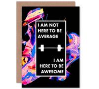 Wee Blue Coo Gym Word Art Here To Be Awesome Sealed Greeting Card Plus Envelope Blank inside