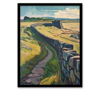 Artery8 Hadrian's Wall Summer England Landmark Landscape Framed Art Print in Green | Size: W12" x H16" Artery8 Green W12" x H16"