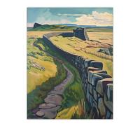 Hadrian's Wall Summer England Landmark Landscape Wall Art Print Artery8 Green W24 inch x H32 inch