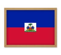 Artery8 Haiti National Flag Patriotic Vexillology World Flags Country Region Poster Artwork Framed Wall Art Print A4