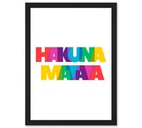 Wee Blue Coo Hakuna Matata Colourful No Worries Artwork Framed Wall Art Print A4