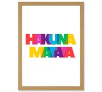 Wee Blue Coo Hakuna Matata Colourful No Worries Artwork Framed Wall Art Print A4