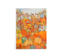 Artery8 Halloween Autumn Pumpkin Festival Canvas Wall Art Print in Orange | Size: W12" x H16" Artery8 Orange W12" x H16"