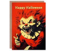 Artery8 Halloween Personalised Greeting Card Scary Clown Red Horror Monster For Him Her Custom