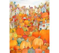 Artery8 Halloween Pumpkin Festival Autumn Harvest Modern Folk Art Watercolour Painting Large Wall Art Poster Print Thick Paper 18X24 Inch