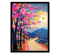 Artery8 Hallstatt Austria Colourful Abstract Painting Living Room Artwork Framed Wall Art Print 18X24 Inch