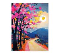 Artery8 Hallstatt Austria Colourful Abstract Painting Wall Art Print in Pink | Size: W12" x H16" Artery8 Pink W12" x H16"
