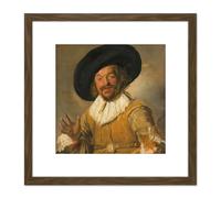 Artery8 Hals Militiaman Holding Berkemeyer Merry Drinker 8X8 Inch Square Wooden Framed Wall Art Print Picture with Mount in Brown Artery8 Brown