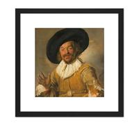 Artery8 Hals Militiaman Holding Berkemeyer Merry Drinker 8X8 Inch Square Wooden Framed Wall Art Print Picture with Mount in Black Artery8 Black