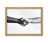 Artery8 Handshake Greeting Arms Black White Artwork Framed Wall Art Print 18X24 Inch