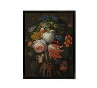 Artery8 Hanging Bouquet of Flowers Abraham Mignon Black Framed Canvas Wall Art | Size: W24" x H32" Artery8 Multicolor W24" x H32"