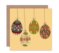 Artery8 Hanging Ornate Painted Eggs Easter Card Artery8 Multicolor