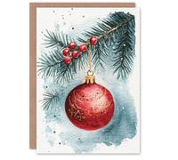 Artery8 Hanging Red Gold Bauble Tree Ornament For Her Woman Xmas Festive Christmas Card
