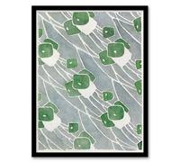 Artery8 Hannah Borger Overbeck Framed Wall Art Print Green Geometric Pattern in Grey | Size: A4 Artery8 Grey A4
