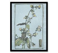 Artery8 Hannah Borger Overbeck Framed Wall Art Print Leaf Cup Floral Painting in Blue | Size: A3 Artery8 Blue A3