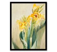 Artery8 Hannah Borger Overbeck Framed Wall Art Yellow Canna Lily Flowers in Beige | Size: A4 Artery8 Beige A4