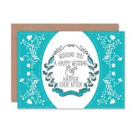 Artery8 Happier Ever After Wishes Elegant Floral Wedding Card Artery8 Multicolor